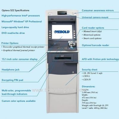 Diebold Opteva 522 Lobby Dispensador de dinheiro Banco ATM Máquina de caixa automático